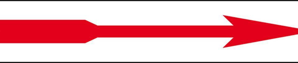 Drehrichtungspfeil, RoHS konform, gerade, rot, Folie, selbstklebend, 60x10mm, 5/Bogen