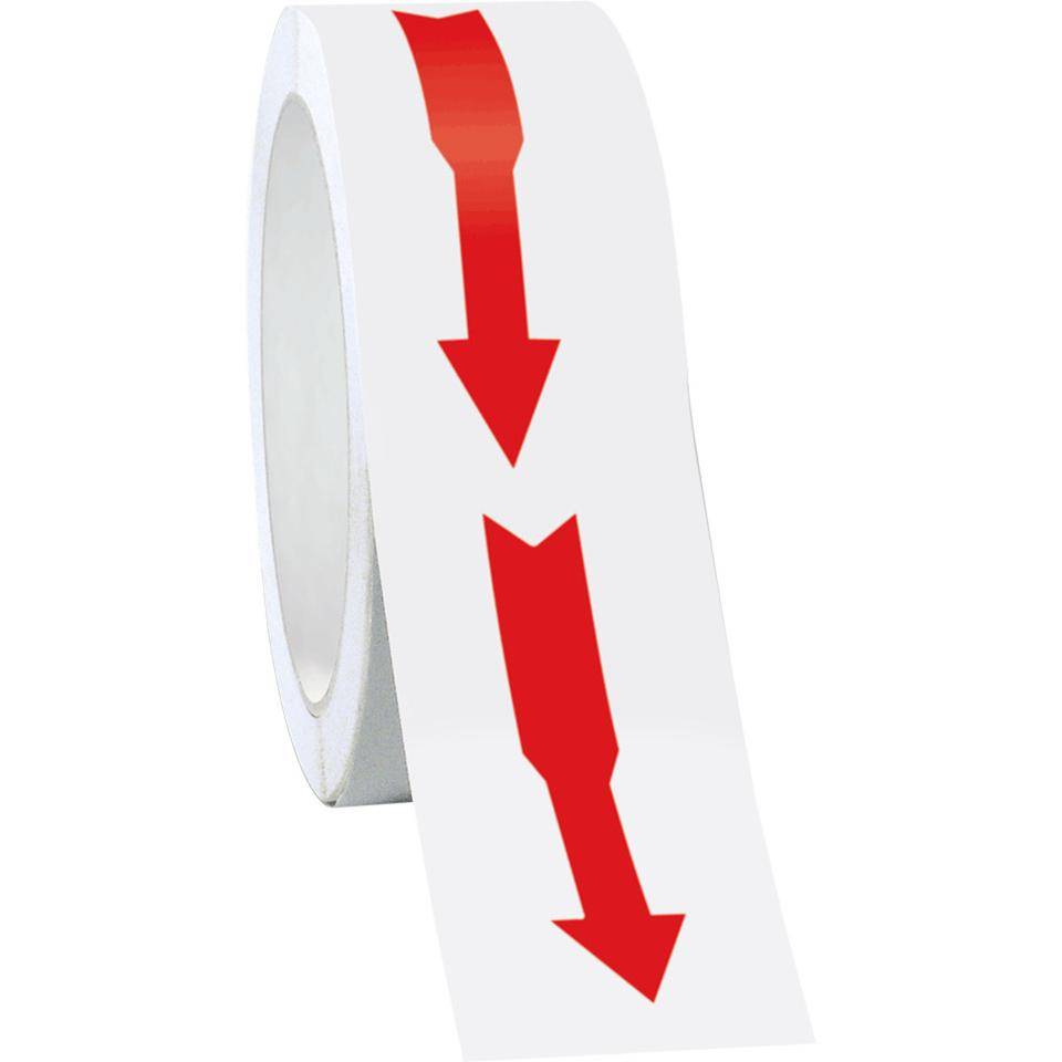 Drehrichtungspfeil, RoHS konform, rot, Folie, selbstklebend, 80x16mm, 500/Rolle