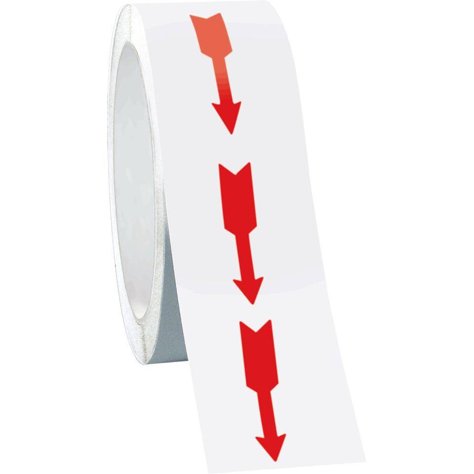 Drehrichtungspfeil, RoHS konform, rot, Folie, selbstklebend, 45x9mm, 500/Rolle
