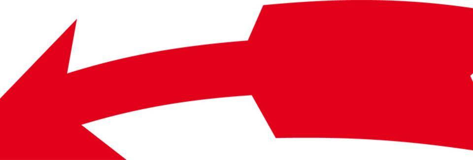 Drehrichtungspfeil, RoHS konform, linksweisend, rot, Folie, 45x11mm, 10/Bogen
