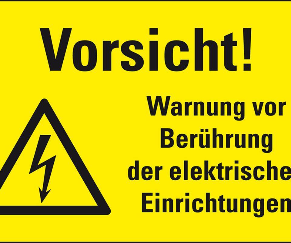 Kombi-Warnschild Vorsicht! Warnung vor Berührung, RoHS konform, Folie, 300x200mm