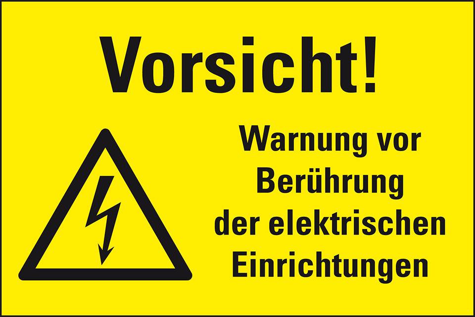 Kombi-Warnschild Vorsicht! Warnung vor Berührung..., Kunststoff, 200x120mm