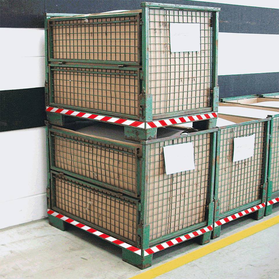 Magnetische Warnflächen, rechtsweisend, rot/weiß, Magnetfolie, 50x1000mm, ASR A1.3