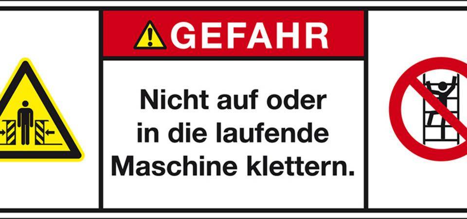 Produktsicherheitsschild Gefahr Nicht auf oder in.., RoHS konform, Folie, 100x35mm, ISO 3864-2