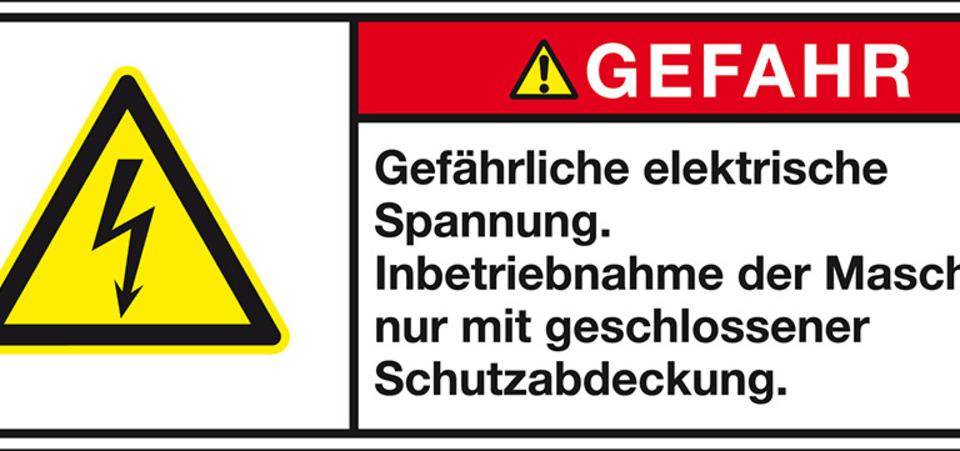 Produktsicherheitsschild Gefahr Gefährliche Elektronisch, RoHS konform, Folie, 100x35mm, ISO 3864-2