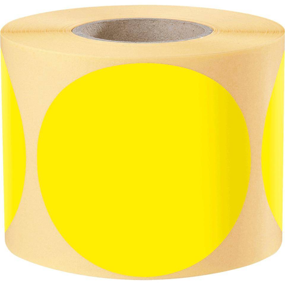 Markierungspunkt, blanko, gelb, Haftpapier, ablösbar, Ø 75mm, 500/Rolle