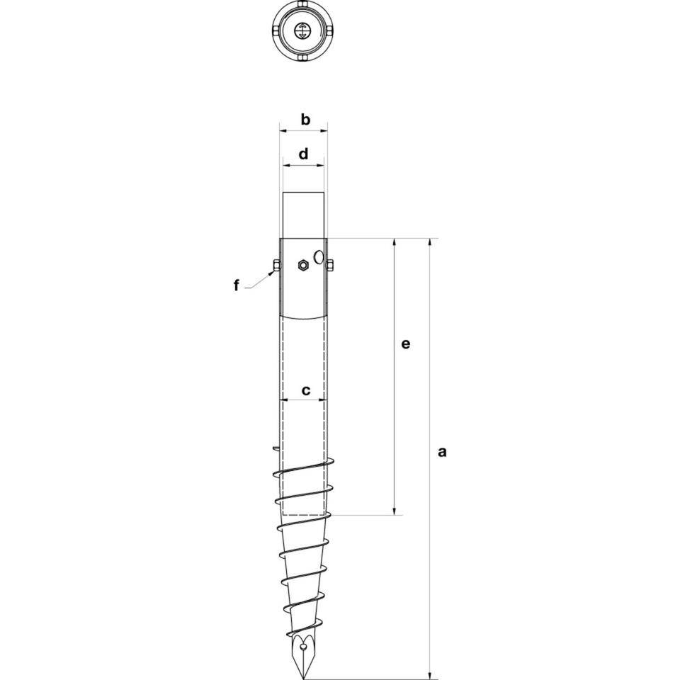 Schraubfundament KSF E 89, für Ø 60mm Pfosten, Stahl, 800mm lang