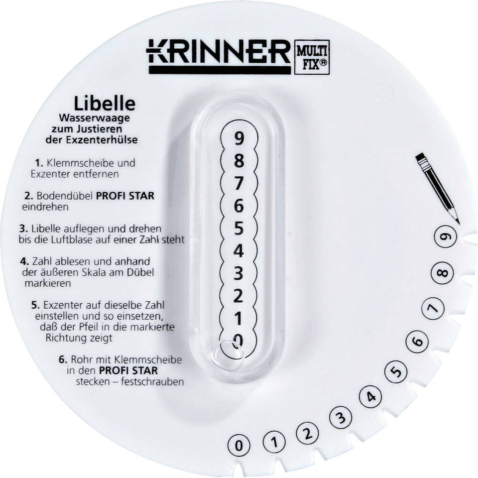 Wasserwaage für die Zentriervorrichtung, zum Ausrichten des Schraubfundaments