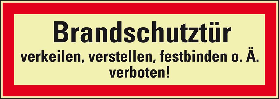 PERMALIGHT® power langnachleuchtend Feuerwehrschild Brandschutztür verkeilen..., Aluminium, 210x74mm, DIN 4066