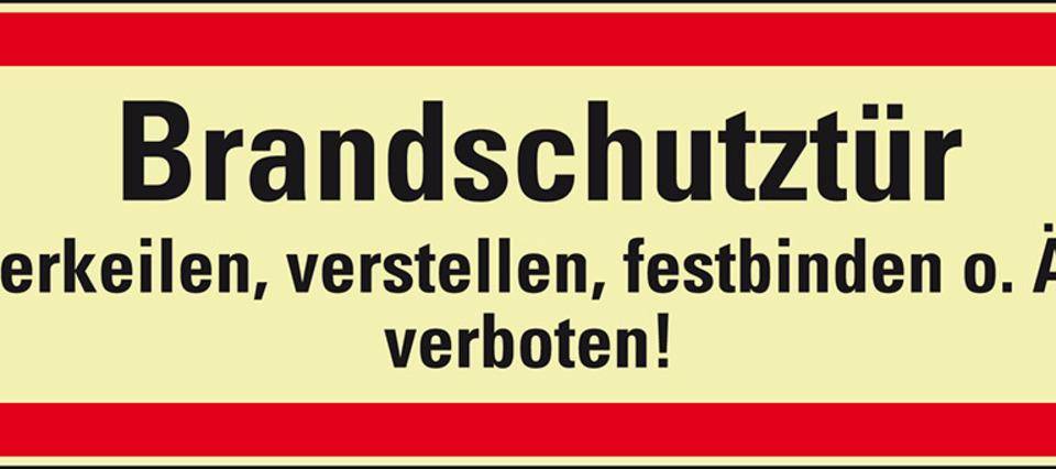 PERMALIGHT® power langnachleuchtend Feuerwehrschild Brandschutztür verkeilen..., Aluminium, 210x74mm, DIN 4066