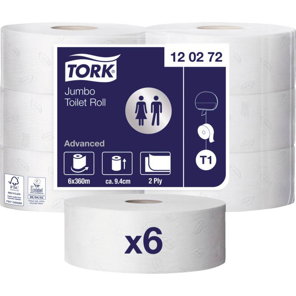 TORK Advanced-Toilettenpapier T1, 2-lagig, ungeprägt, weich, weiß, 6/VE
