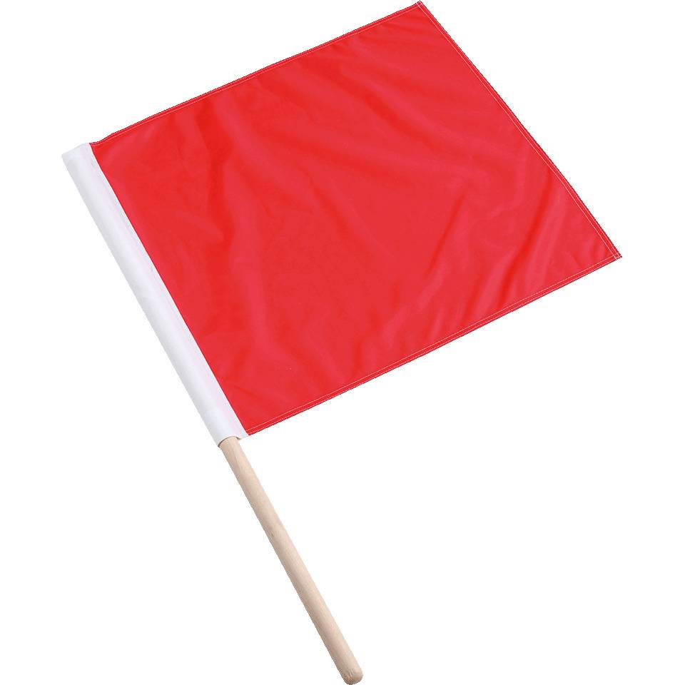 Warnflagge, rot, Polyester, 500x500mm, mit 800mm langem Holzstiel, Ø 18mm