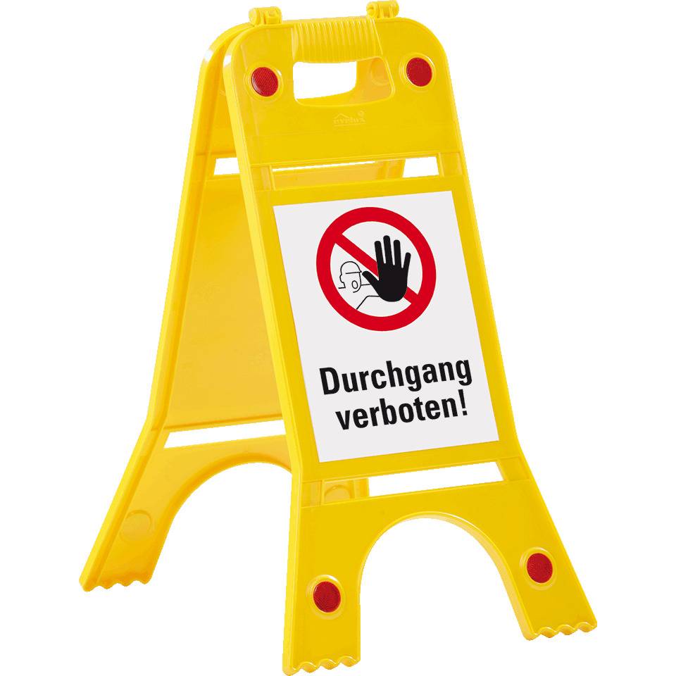 Warnaufsteller mit Reflektoren, ACHTUNG!Durchgang verboten, gelb, 245x620mm, ASR A1.3