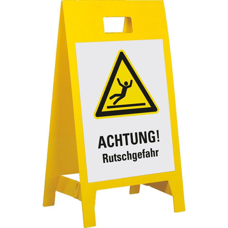 Warnaufsteller Leicht, ACHTUNG! Rutschgefahr, gelb, Polypropylen, 350x650mm, 300g, ASR A1.3