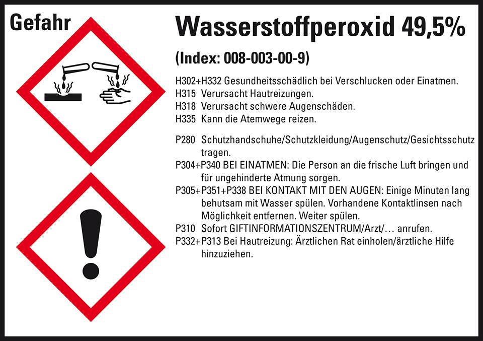 GHS-Etikett Wasserstoffperox.49, 5%, GefStoffV/GHS/CLP, Folie, 148x105mm, 4/Bogen