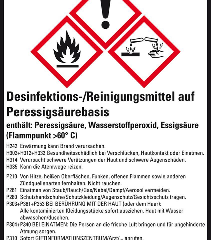 GHS-Etikett Desinfektion-/Reinig.., GefStoffV/GHS/CLP, Folie, 52x74mm, 10/Bogen
