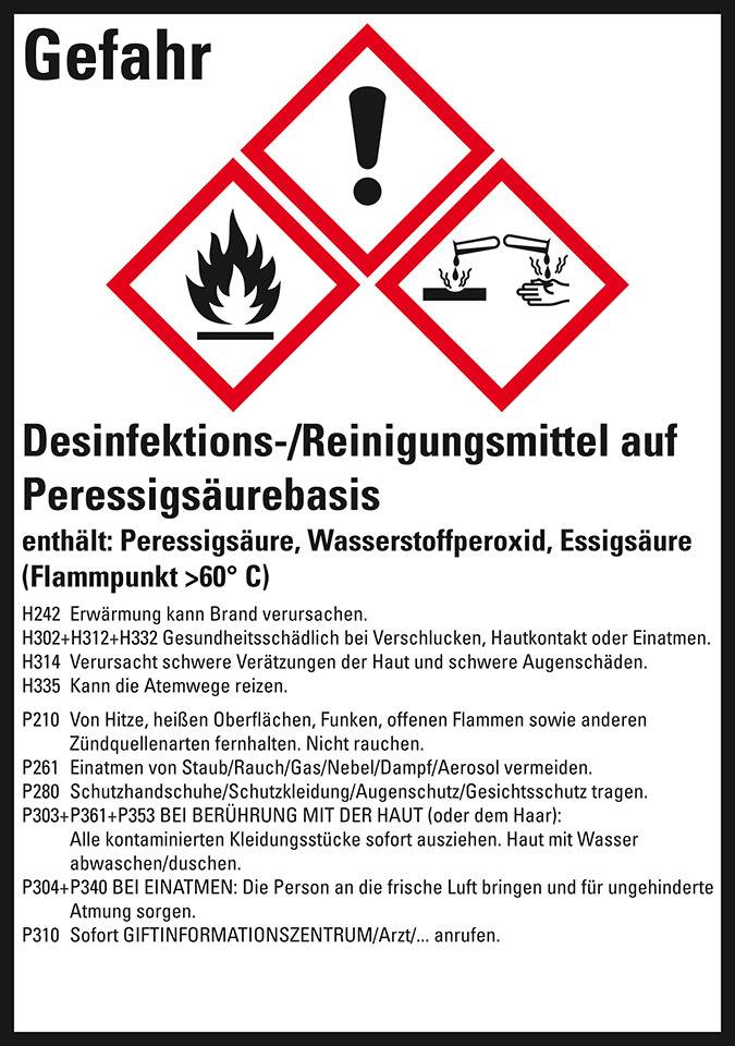 GHS-Etikett Desinfektion-/Reinig.., GefStoffV/GHS/CLP, Folie, 52x74mm, 10/Bogen