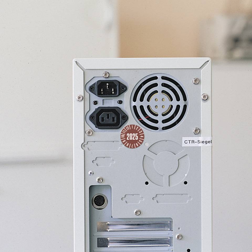 Jahresprüfplakette 2025, braun, Folie, ablösbar, Ø 30mm, 500/Rolle