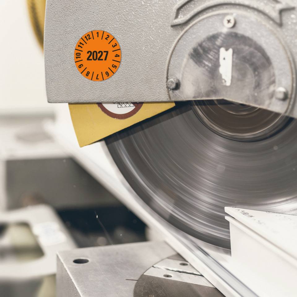 Prüfplakette 2027, orange, Folie, ablösbar, Ø 15mm, 60/Bogen