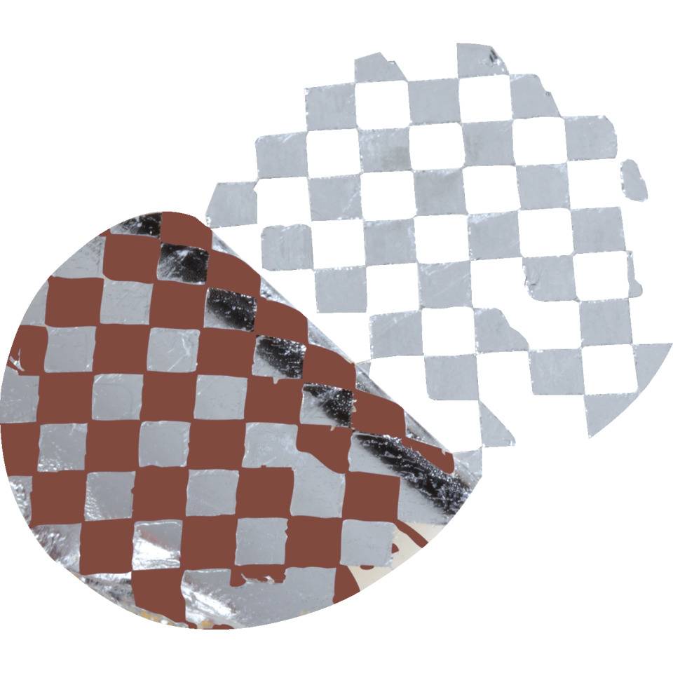 Prüfplakette 25, braun, Schachbrettfolie, selbstklebend, Ø 30mm, 18/Bogen