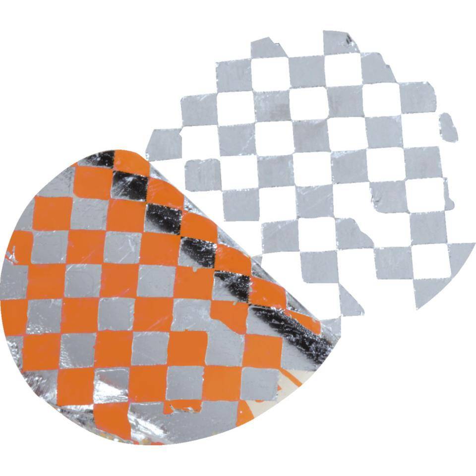 Prüfplakette 27, orange, Schachbrettfolie, selbstklebend, Ø 30mm, 18/Bogen