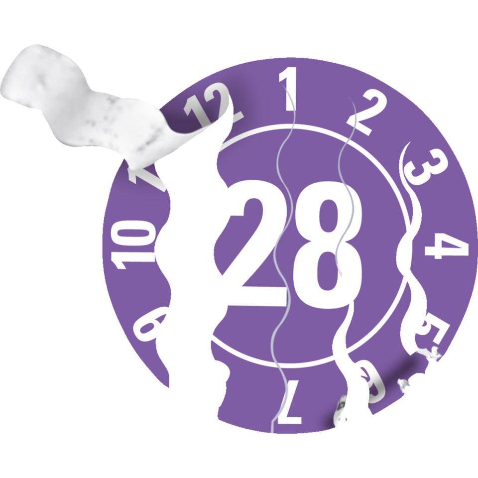 Prüfplakette 28, violett, Sicherheitsfolie, selbstklebend, Ø 25mm, 21/Bogen