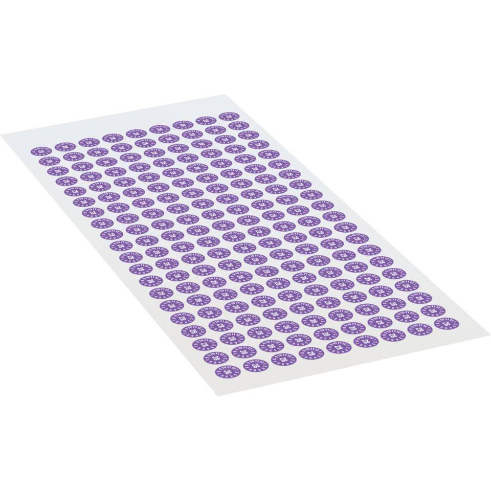 Prüfplakette 28, violett, Folie, ablösbar, Ø 8mm, 180/Bogen