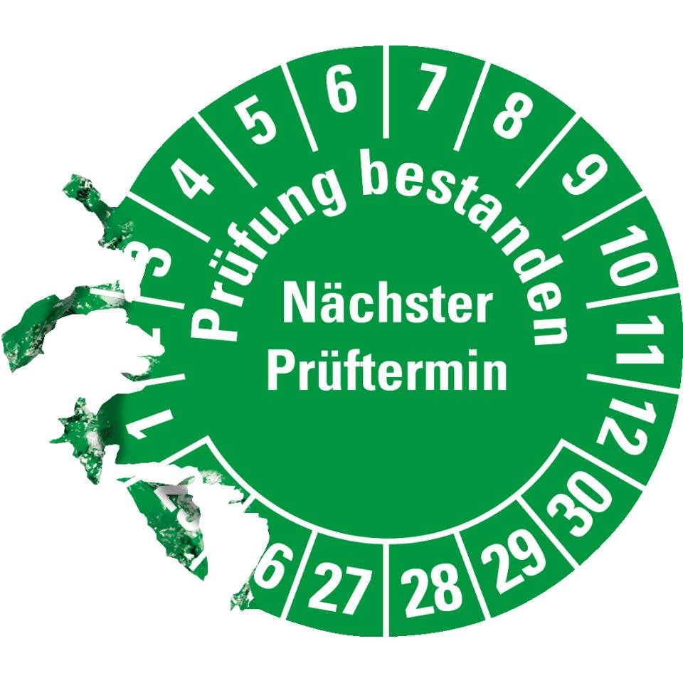 Prüfplakette Prüfung bestanden Nächster Prüftermin 25-30,grün,Dokumentenfolie,Ø30mm,500/Rolle