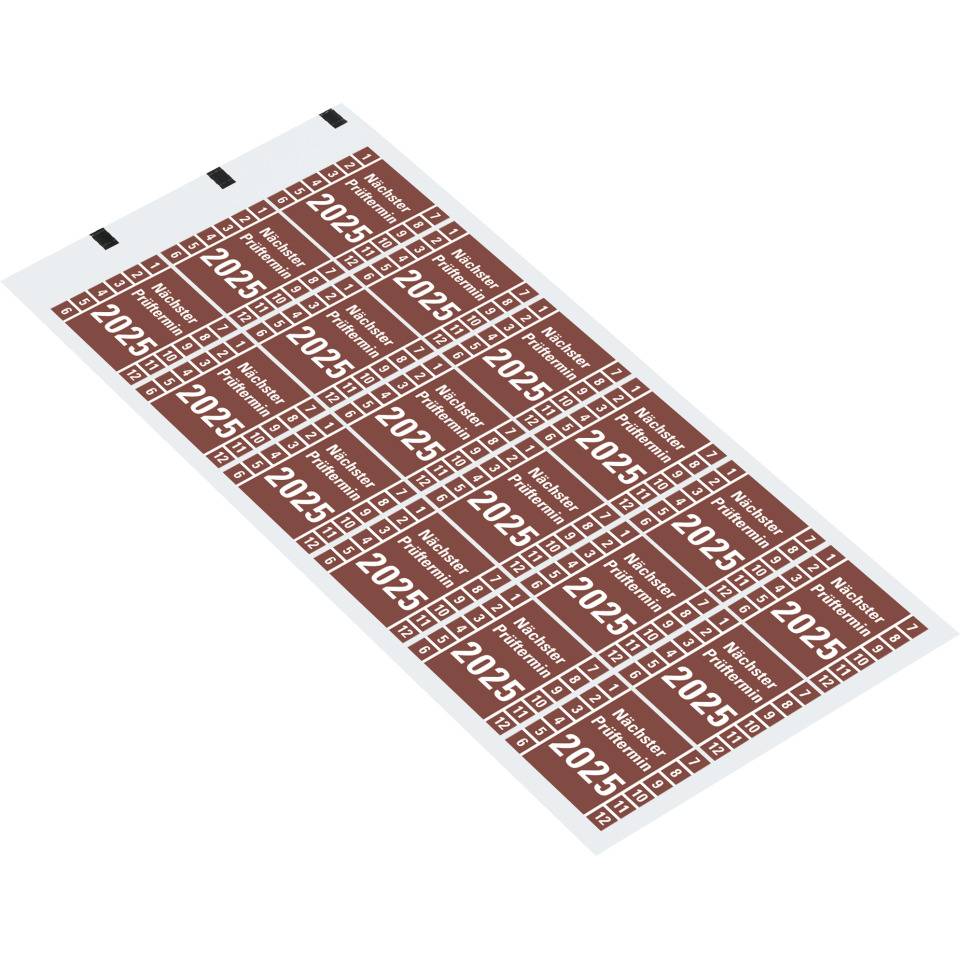 Prüfplakette Nächster Prüftermin 2025,braun,Dokumentenfolie,30x30mm,18/Bogen