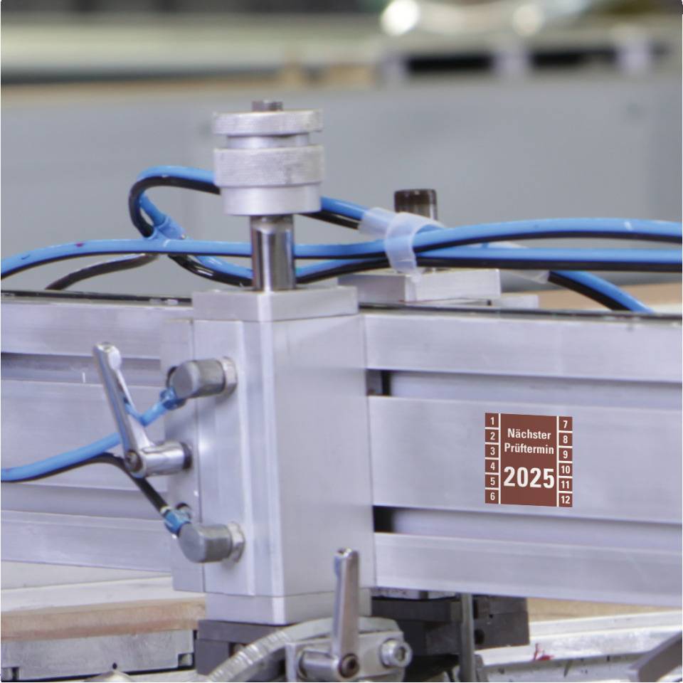 Prüfplakette Nächster Prüftermin 2025,braun,Dokumentenfolie,30x30mm,18/Bogen