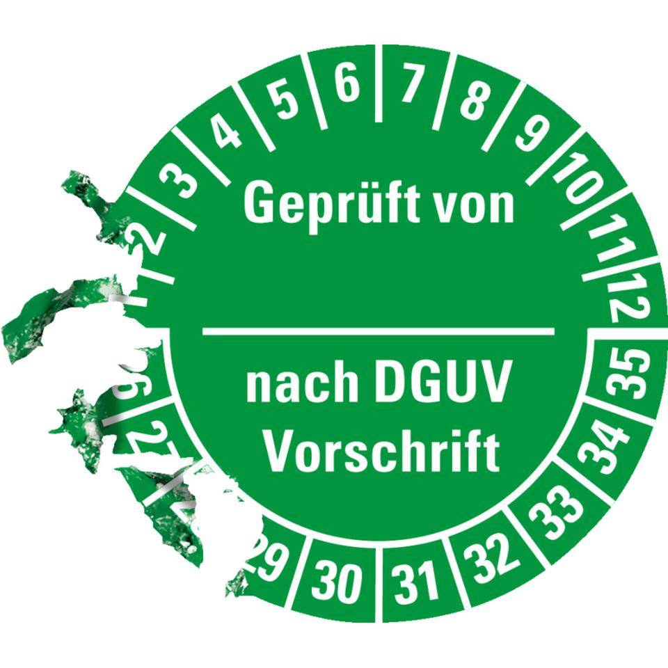 Prüfplakette Geprüft...nach DGUV Vorschrift 26-35, grün, Dokumentenfolie, Ø 25mm, 500/Rolle