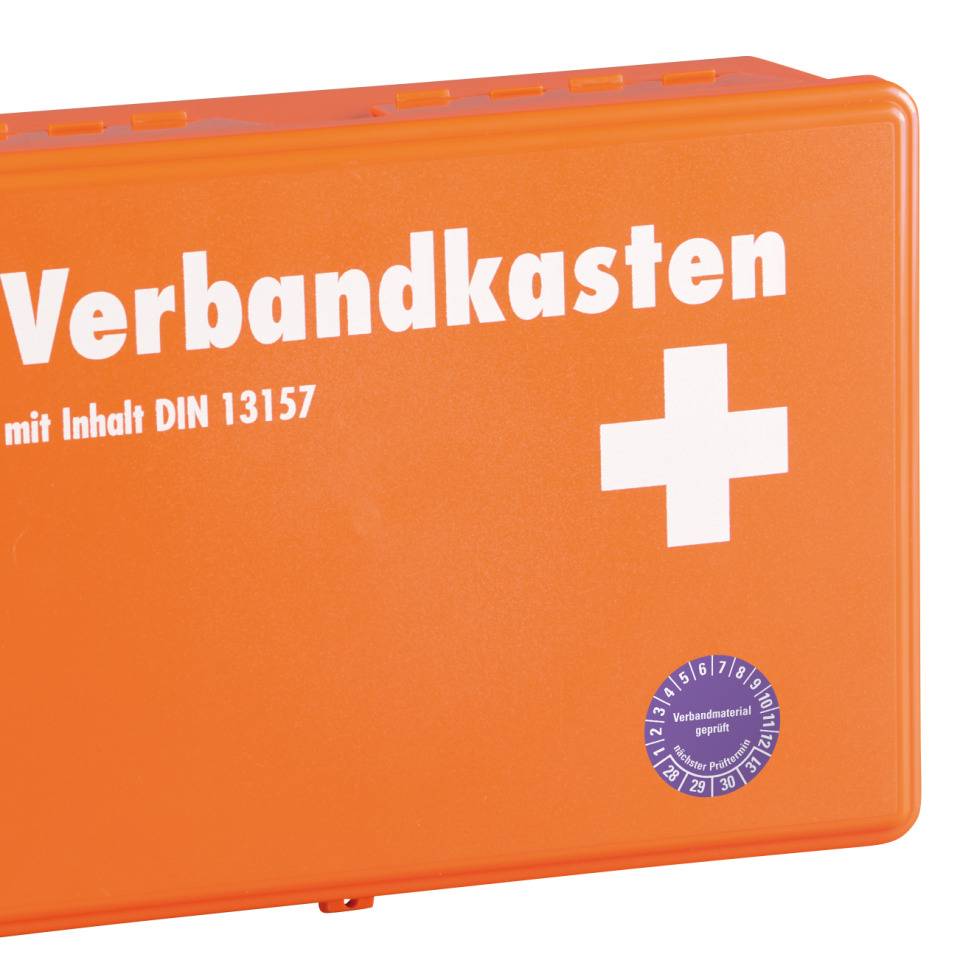 Prüfplakette Verbandmaterial geprüft, Nächster Prüftermin 28-31, violett, Dokumentenfolie, Ø 35mm, 10/Bogen