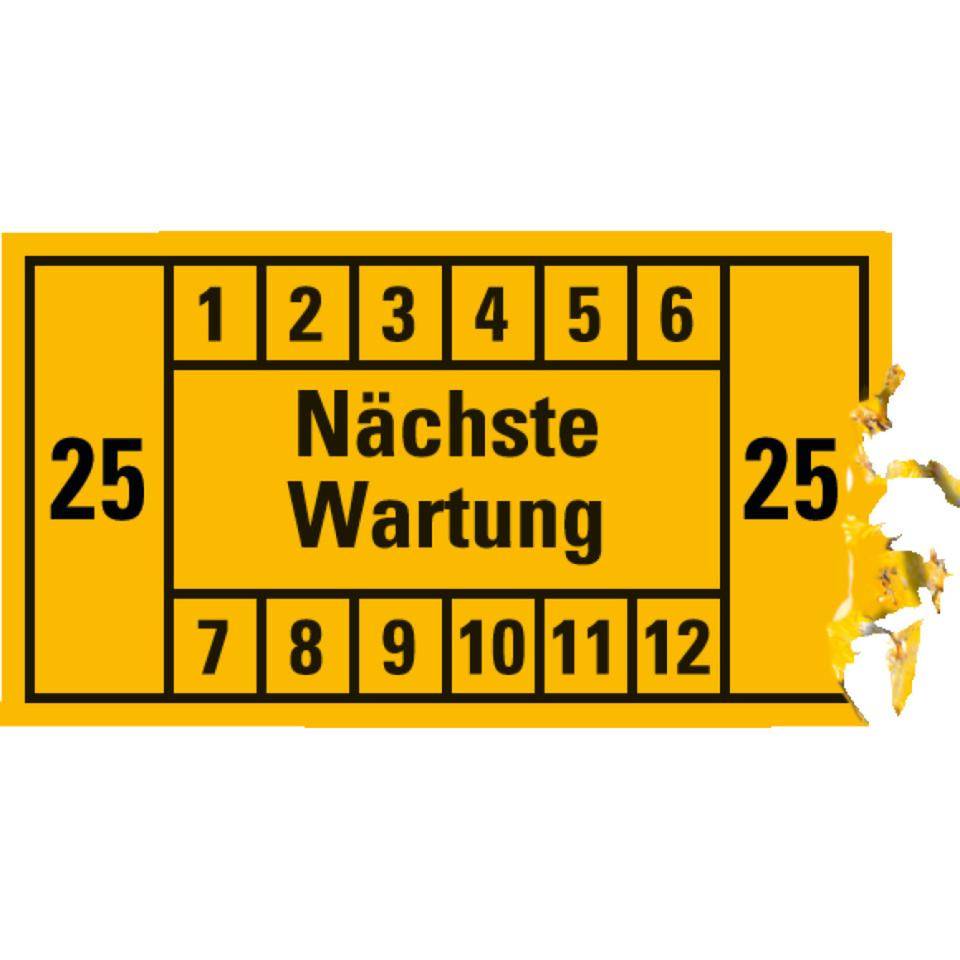 Prüfplakette Nächste Wartung 26, gelb, Dokumentenfolie, 45x25mm, 12/Bogen