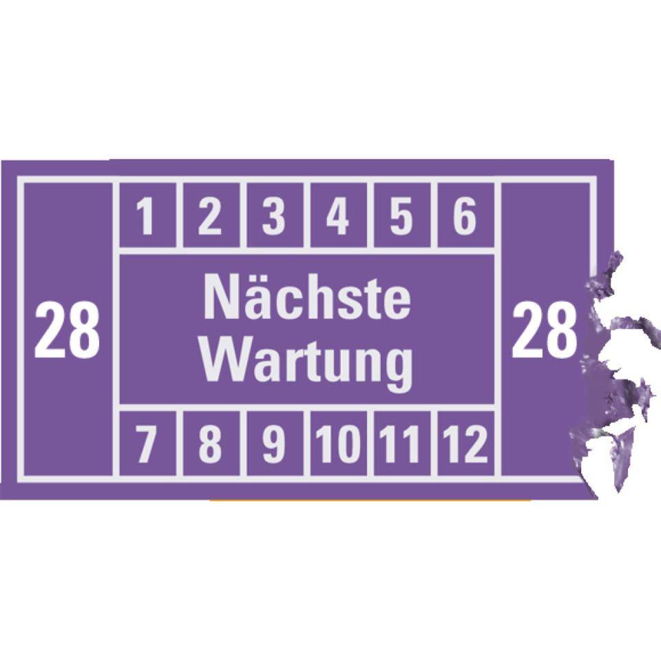Prüfplakette Nächste Wartung 28, violett, Dokumentenfolie, 45x25mm, 12/Bogen