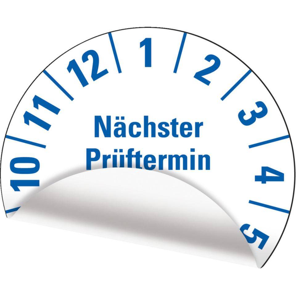 Prüfplakette Nächster Prüftermin 2027, weiß, Folie, mit Spezialkleber, Ø 35mm, 10/Bogen