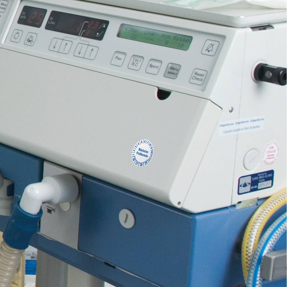 Prüfplakette Nächster Prüftermin 26-29, weiß, Folie, mit Spezialkleber, Ø 25mm, 21/Bogen