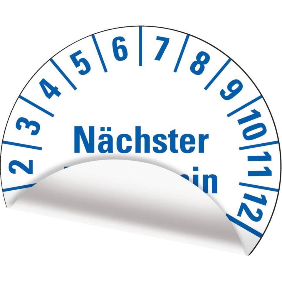 Prüfplakette Nächster Prüftermin 27-30, weiß, Folie, mit Spezialkleber, Ø 35mm, 10/Bogen