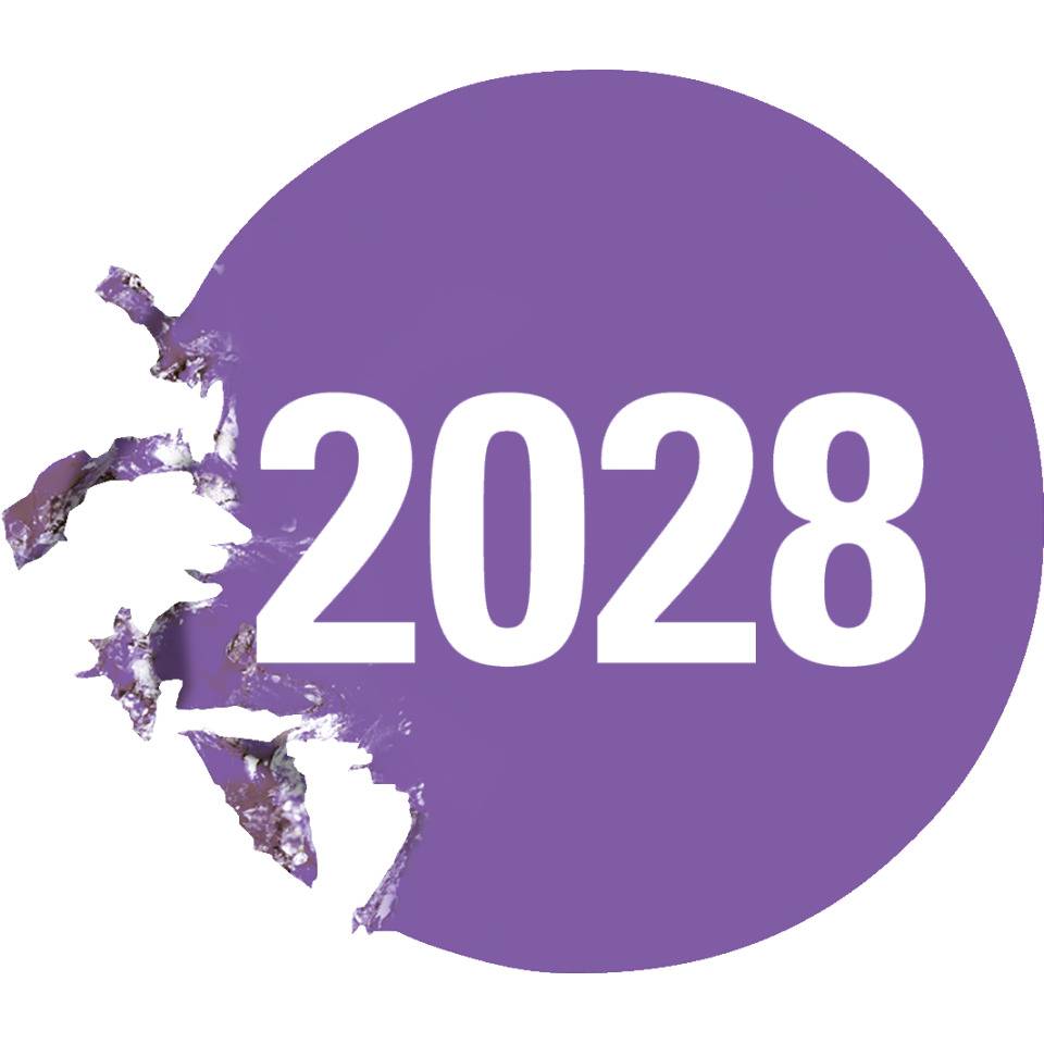 Prüfplakette 2028, für Prüfnachweise, violett, Dokumentenfolie, Ø20mm, 36/Bogen