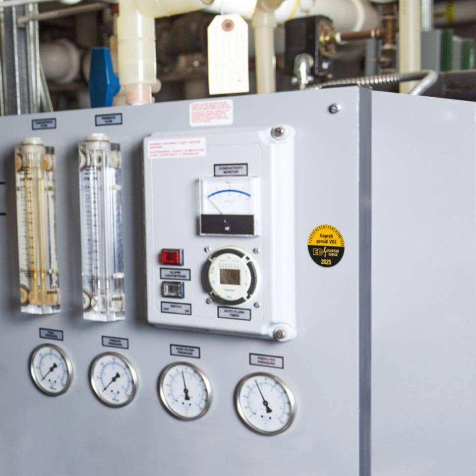 Prüfplakette Geprüft gemäß VDE EC ELEKTRO CHECK, 2025, Dokumentenfolie, Ø30mm, 18/Bogen
