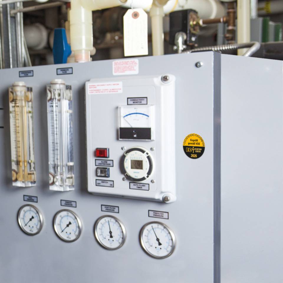 Prüfplakette Geprüft gemäß VDE EC ELEKTRO CHECK, 2026, Dokumentenfolie, Ø20mm, 36/Bogen