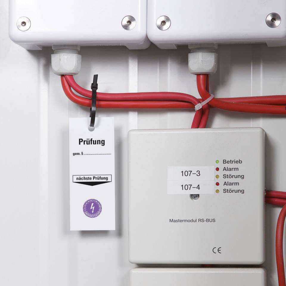 Prüfplakette Blitzpfeil 28-33, violett, Dokumentenfolie, selbstklebend, Ø 25mm, 21/Bogen