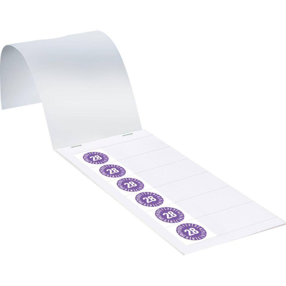 Kabelprüfplakette 28, violett, Folie, selbstklebend, 57x25mm, 60/Heft