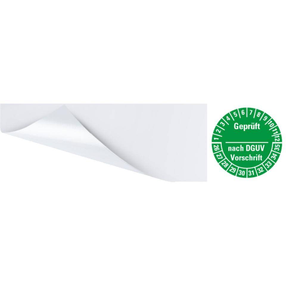 Kabelprüfplakette geprüft DGUV Vorschrift 26-35, grün, Folie, selbstklebend, 57x25mm, 60/Heft