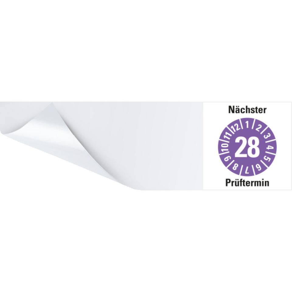 Kabelprüfplakette Nächster Prüftermin 28, violett, Folie, selbstklebend, 57x25mm, 60/Heft