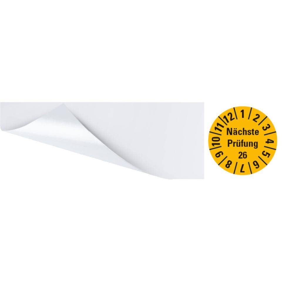 Kabelprüfplakette Nächste Prüfung 26, gelb, Folie, selbstklebend, 57x25mm, 6/Bogen