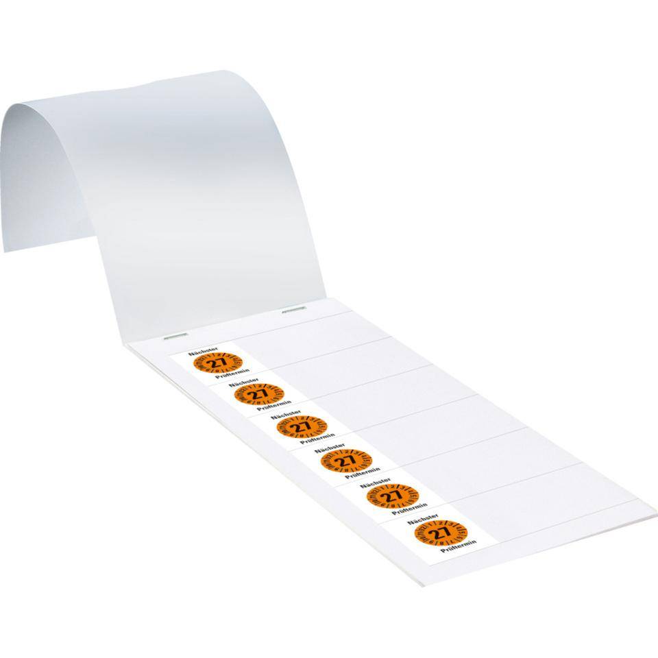 Kabelprüfplakette Nächster Prüftermin 27, orange, Folie, selbstklebend, 57x25mm, 60/Heft