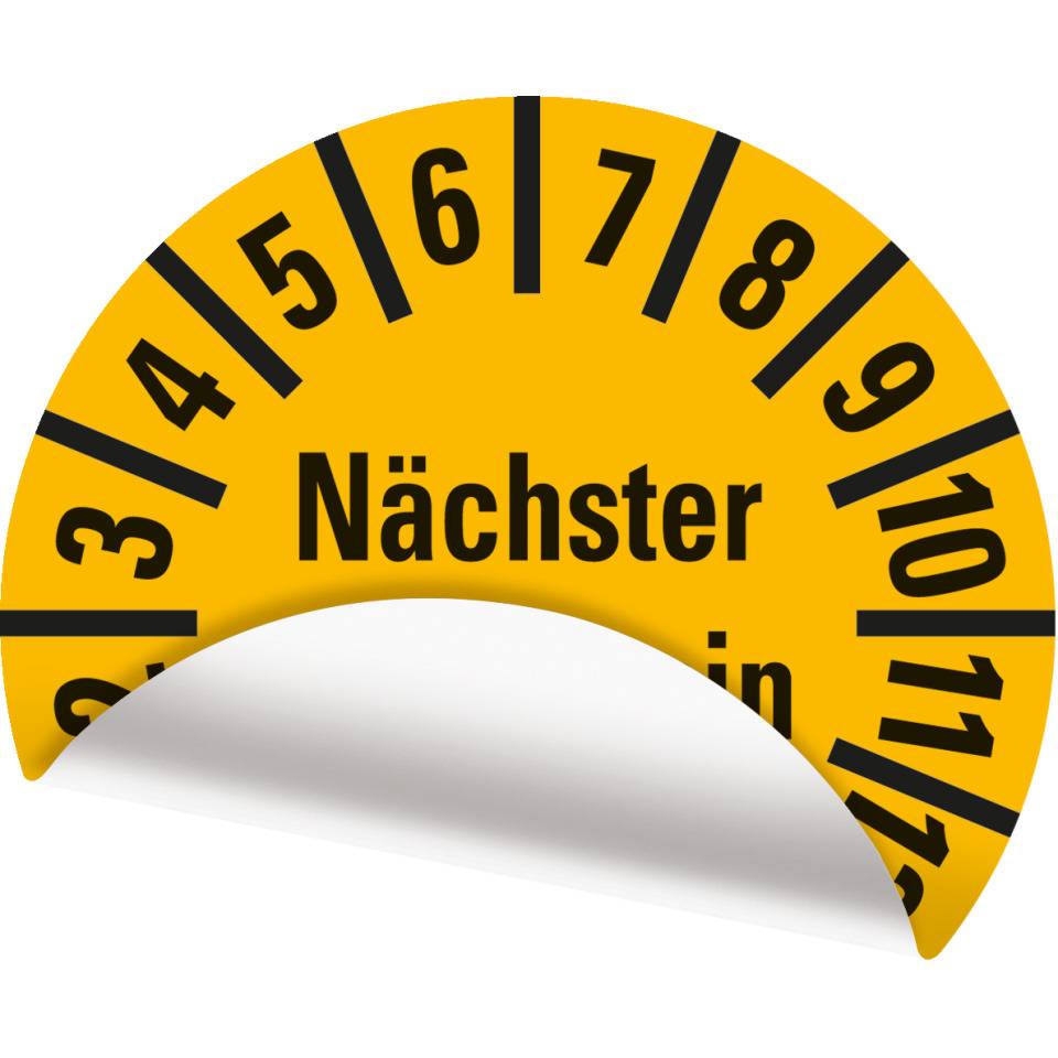 Prüfplakette Nächster Prüftermin 26-29, gelb, Folie, ablösbar, Ø 10mm, 128/Bogen