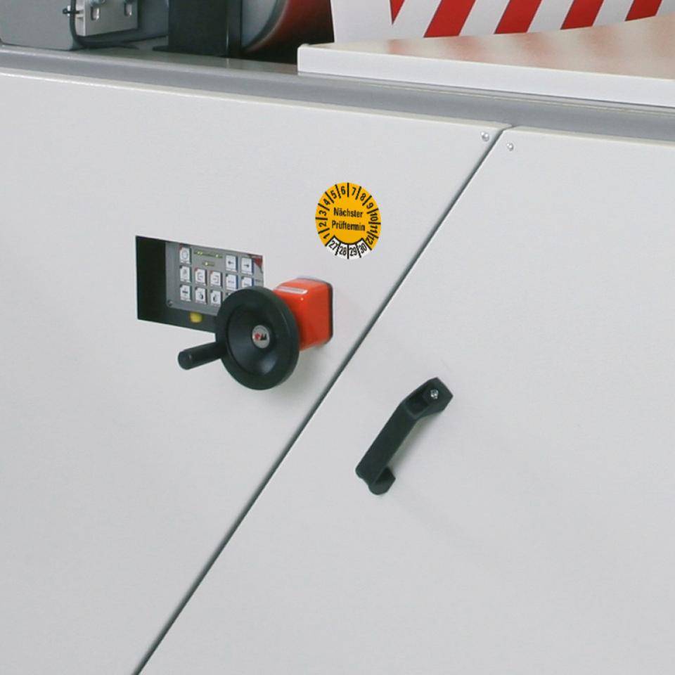 Prüfplakette Nächster Prüftermin 27-30, gelb, Folie, ablösbar, Ø10mm, 1000/Rolle