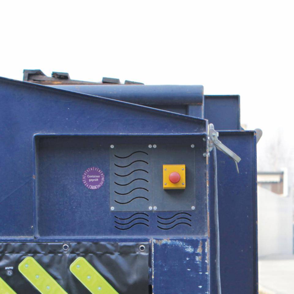 Prüfplakette Container geprüft 2028, violett, Hochleistungsfolie, Ø 30mm, 18/Bogen