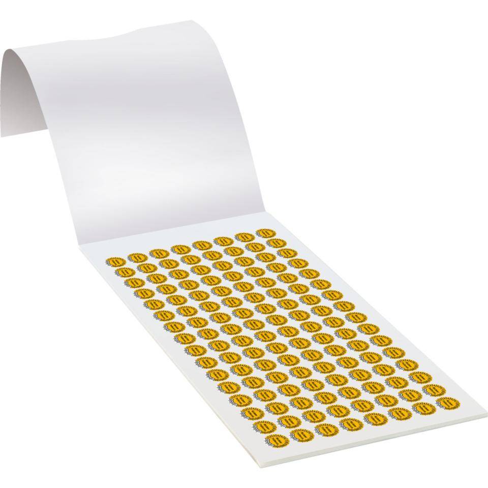 Prüfplakette Nächster Prüftermin, 28-31, gelb, Dokumentenfolie, Ø 10mm, 384/Heft